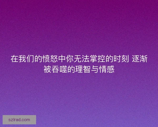 在我们的愤怒中你无法掌控的时刻 逐渐被吞噬的理智与情感