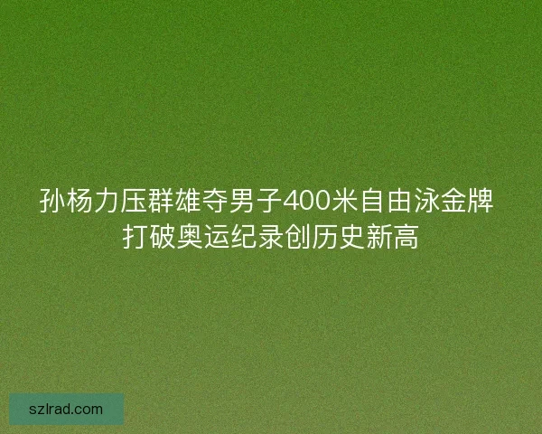 孙杨力压群雄夺男子400米自由泳金牌 打破奥运纪录创历史新高